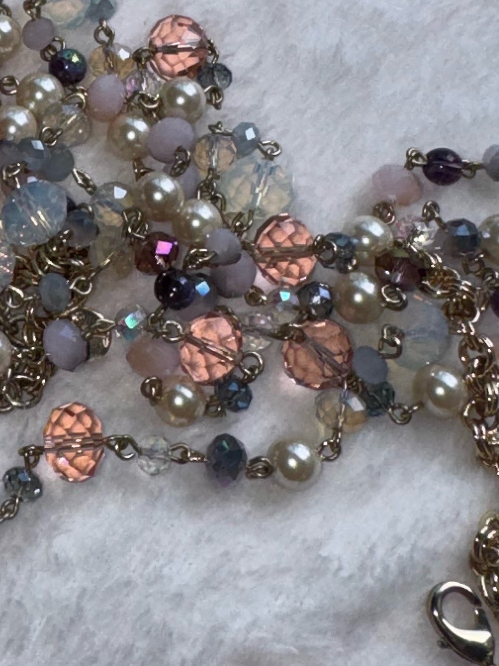 TALBOTS Faux pearl & Glass bead multi strand necklace pastels - Picture 10 of 11